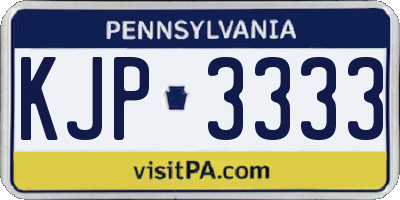PA license plate KJP3333