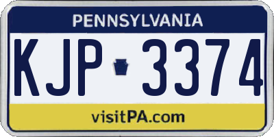 PA license plate KJP3374