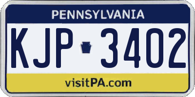 PA license plate KJP3402