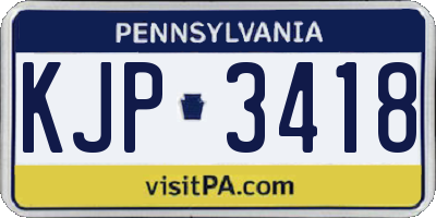 PA license plate KJP3418