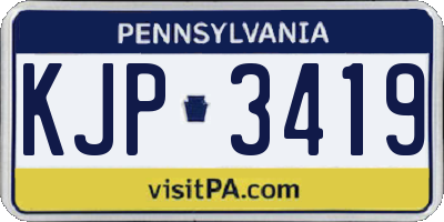 PA license plate KJP3419