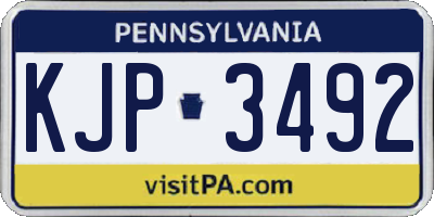 PA license plate KJP3492