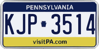 PA license plate KJP3514