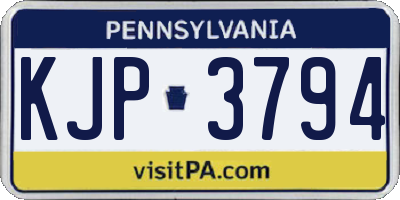 PA license plate KJP3794
