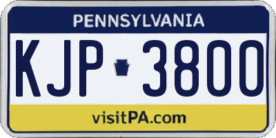 PA license plate KJP3800