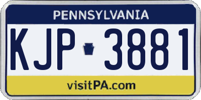 PA license plate KJP3881