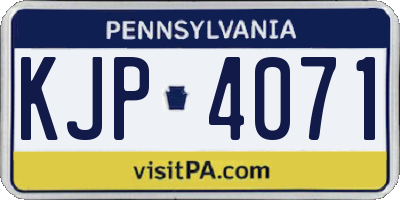 PA license plate KJP4071