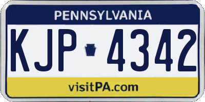 PA license plate KJP4342