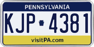 PA license plate KJP4381