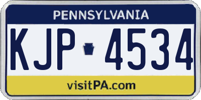 PA license plate KJP4534