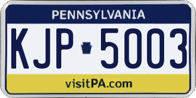 PA license plate KJP5003