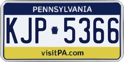 PA license plate KJP5366
