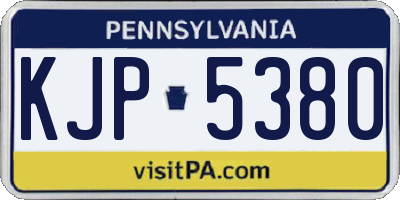 PA license plate KJP5380