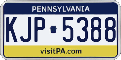 PA license plate KJP5388