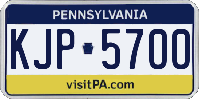 PA license plate KJP5700