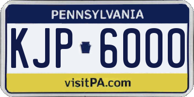 PA license plate KJP6000