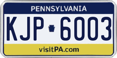 PA license plate KJP6003