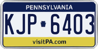 PA license plate KJP6403