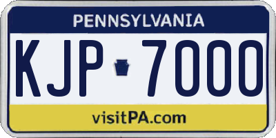 PA license plate KJP7000