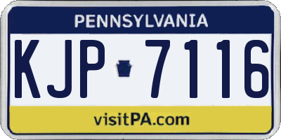 PA license plate KJP7116