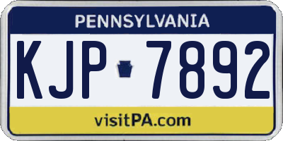 PA license plate KJP7892