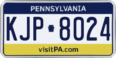 PA license plate KJP8024
