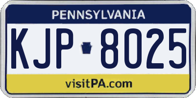 PA license plate KJP8025