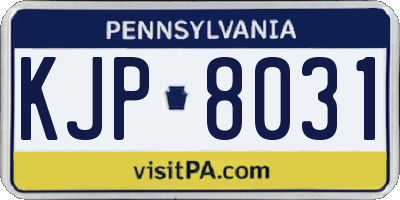 PA license plate KJP8031