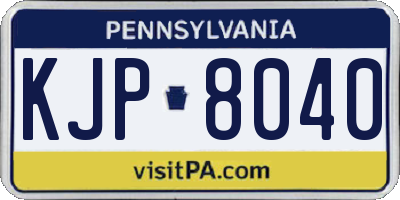 PA license plate KJP8040