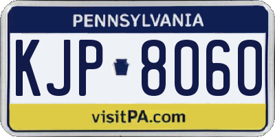 PA license plate KJP8060