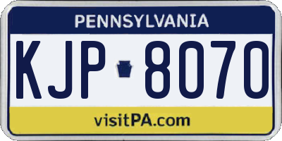 PA license plate KJP8070