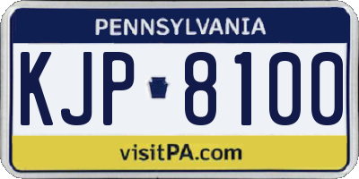 PA license plate KJP8100