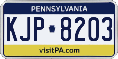 PA license plate KJP8203