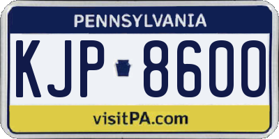 PA license plate KJP8600