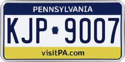 PA license plate KJP9007