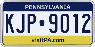 PA license plate KJP9012
