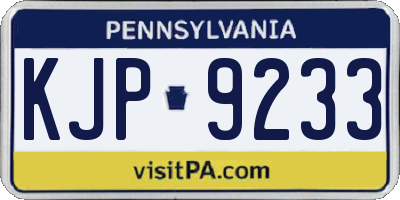 PA license plate KJP9233