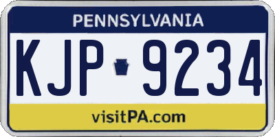 PA license plate KJP9234