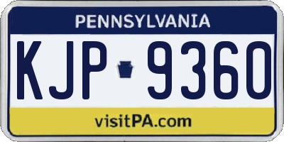 PA license plate KJP9360