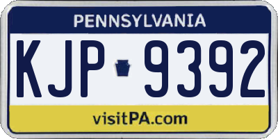 PA license plate KJP9392