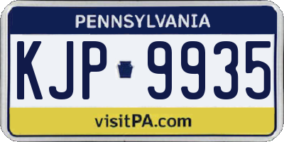 PA license plate KJP9935