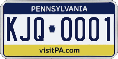 PA license plate KJQ0001
