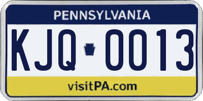 PA license plate KJQ0013