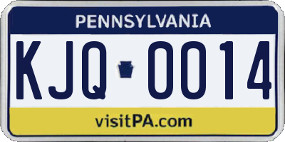 PA license plate KJQ0014