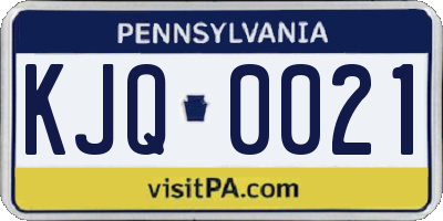 PA license plate KJQ0021