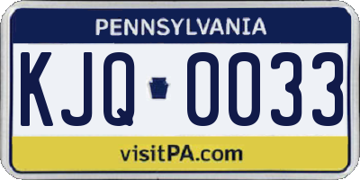 PA license plate KJQ0033