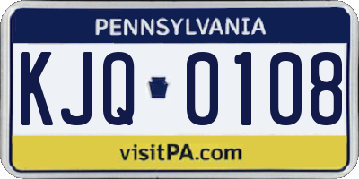 PA license plate KJQ0108