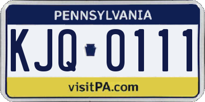 PA license plate KJQ0111