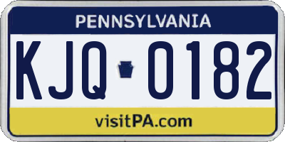 PA license plate KJQ0182