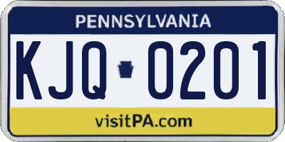 PA license plate KJQ0201